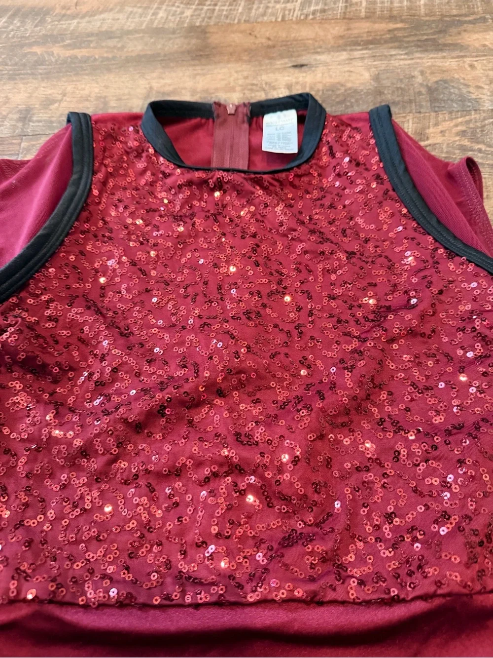 Weissman Burgundy Sequin Dance Leotard Girls LC Large Child Ballet Jazz Costume
